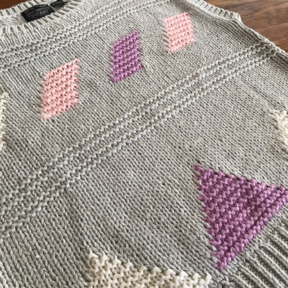 SOLD 80s chunky geometric sweater L women’s sleeveless - Picture 5 of 7